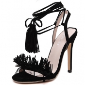 Stylish Lace-up Tassel Design Stiletto Super High 
