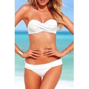 European Sexy Strapless Solid White Separates Biki