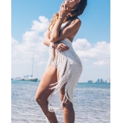 Trendy Halter Neck Sleeveless Hollow-out Asymmetri