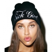 Trendy Letters Embroidery Black Acrylic Hat