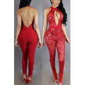 Healthy Fabric Solid Skinny Jumpsuits