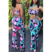 Sexy Bandage Printed Backless Qmilch Two-piece Pan