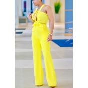 Healthy Fabric Solid Straight Jumpsuits