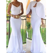 Euramerican V Neck White Modal Ankle Length Dress(