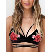 Sexy Embroidered Hollow-out Black Polyester Corset