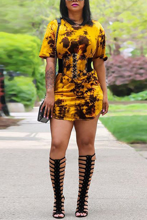 Lovely Twilled Satin Fashion O neck Cap Sleeve Short Sleeve Waist skirt Mini Dresses