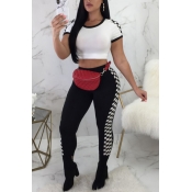 Lovely Black Blending Pants Plain O neck Short Sle