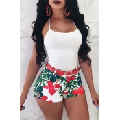 Lovely Fashion Printed Red Polyester Shorts