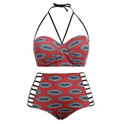 Lovely Polyester Padded Print Bikinis