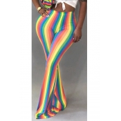 LovelyTrendy Hight Waist Colorful Striped Polyeste