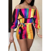 LovelyTrendy Bateau Neck Colorful Striped Qmilch O