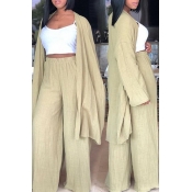 Lovely Casual Light Green Linen Two-piece Pants Se