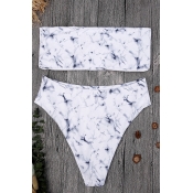 Lovely Blue Printing Two-piece Swimwear