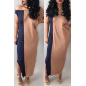 Lovely Casual Round Neck Apricot Ankle Length Dres