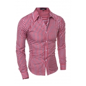 Lovely Casual Plaids Design Red Shirt