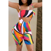 Lovely Euramerican Geometric Printed Multicolor Kn