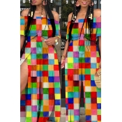 Lovely Casual Printed Side Slit Loose Multicolor T