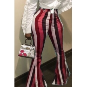Lovely Euramerican Striped Wine Red Pants
