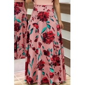 Lovely Fashion Floral Printed Pink Ankle Length Sk