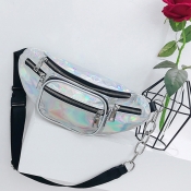 Lovely Fashion Zipper Design Silver Patent Leather