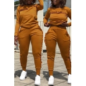 Lovely Euramerican Flounce Spliced Orange Twilled 