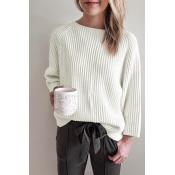 Lovely Casual Long Sleeves White Acrylic Sweaters