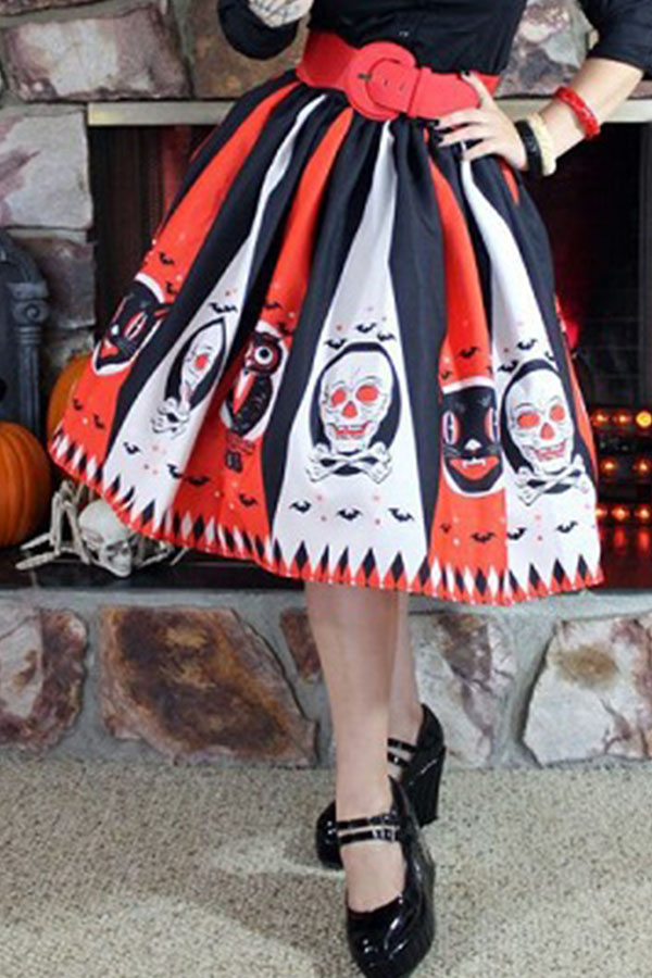 Lovely Euramerican Halloween Party Orange Mid Calf Skirts