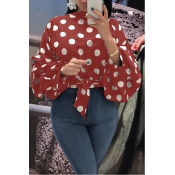 Lovely Trendy Dots Printed Red Blouses