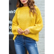 Lovely Sweet Long Sleeves Yellow Sweaters
