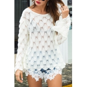 Lovely Sweet Trumpet Sleeves White Sweaters(No Bra