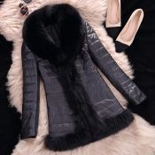 Lovely Casual Patchwork Black Faux Fur Coat