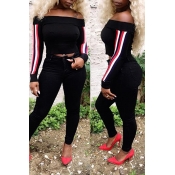 Lovely Casual Long Sleeves Patchwork Short Black H