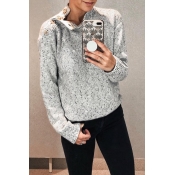 Lovely Casual Shoulder Button On The Opening Grey 