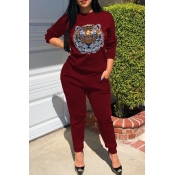Lovely Casual Long Sleeves Wine Red Blending Two-p