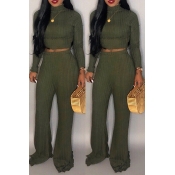Lovely Chic Long Sleeves Loose Olive Two-piece Pan