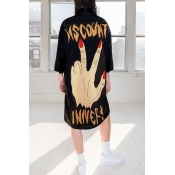 Lovely Chic Prnted Black Coat