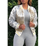 Lovely Trendy Long Sleeves Gold Sequined Jacket