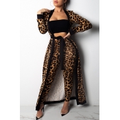 Lovely Euramerican Leopard Knitting Two-pieces Pan