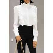 Lovely Fashion Flounce Design White Blending Shirt