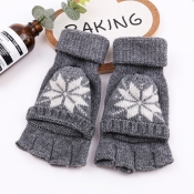 Lovely Fashion Snowflakes Grey Half-finger Gloves