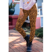 Lovely Trendy Leopard Print Yellow Knitting Pants