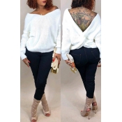Lovely Fashion Both Sides Cross White Sweaters