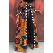 Lovely Casual Long Sleeves Printed Multicolor Coat