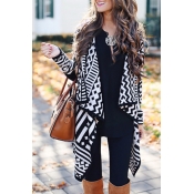 Lovely Casual Geometric Black Cardigan Sweaters