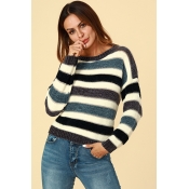 Lovely Trendy Striped Grey Sweaters