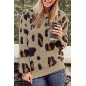 Lovely Casual Long Sleeves Leopard Pattern Sweater