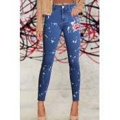Lovely Trendy Embroidered Design Blue Jeans