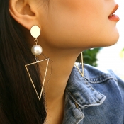 Lovely Trendy Geometric Gold Metal Earring