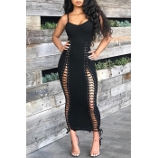 LW Sexy Hollowed-out Black Ankle Length Dress