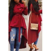 Lovely Chic Asymmetrical Wine Red Coat